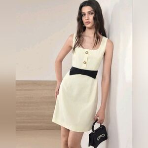 Cream Sleeveless Bow-Waist Mini Dress